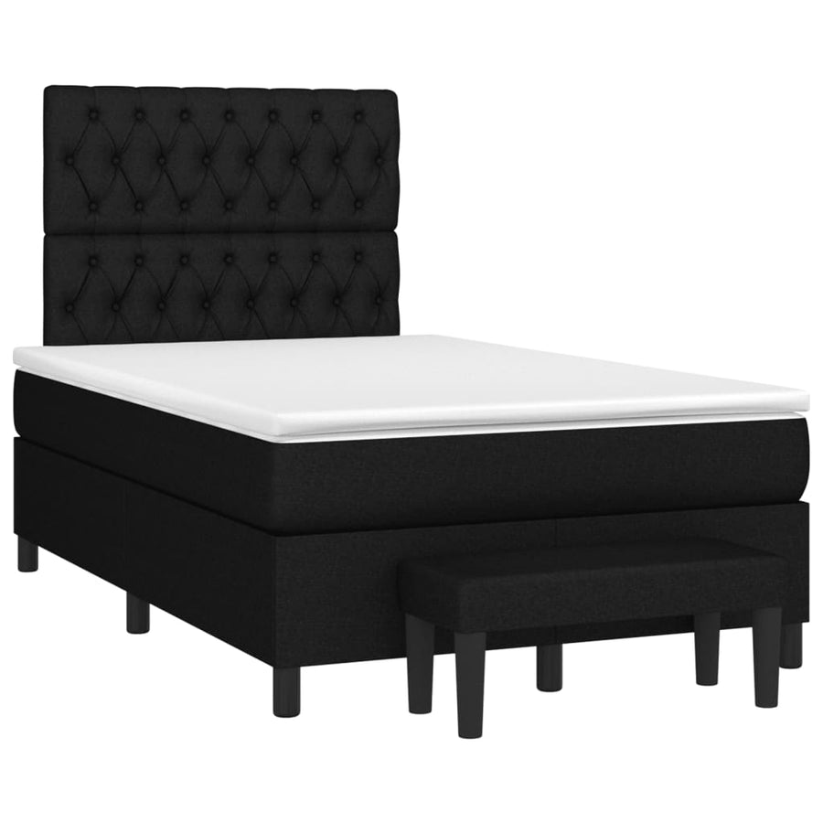 Boxspring met matras stof zwart 120x190 cm 120 x 190 cm Zwart