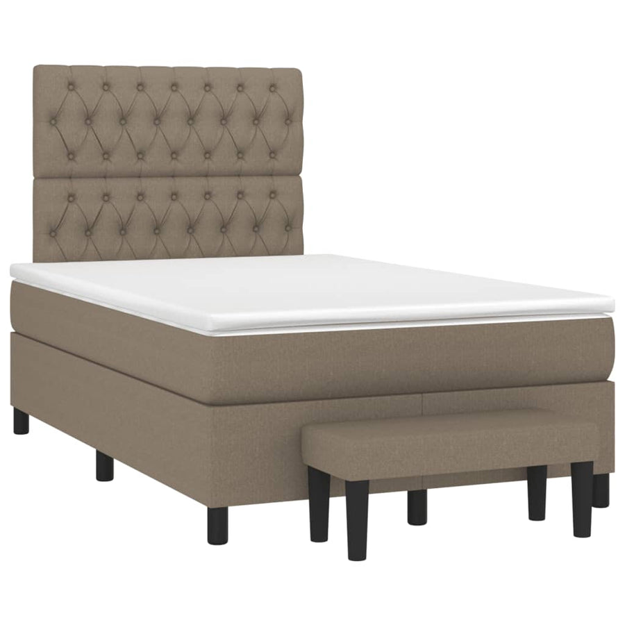 Boxspring met matras stof taupe 120x190 cm