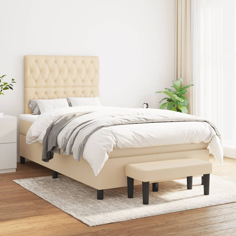 Boxspring met matras stof crèmekleurig 120x190 cm
