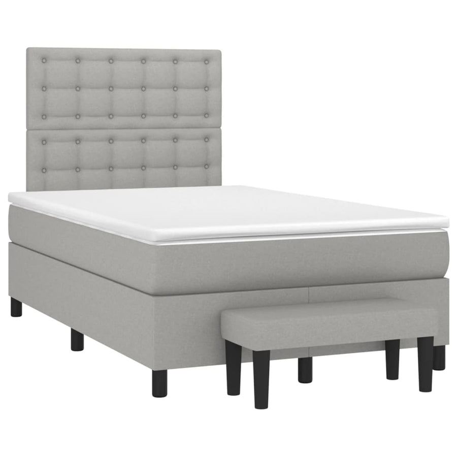 Boxspring met matras stof lichtgrijs 120x190 cm
