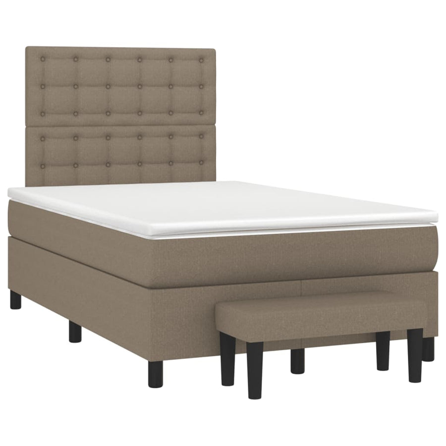 Boxspring met matras stof taupe 120x190 cm