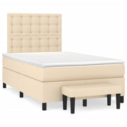 Box spring with fabric mattress cream-colored 120x190 cm