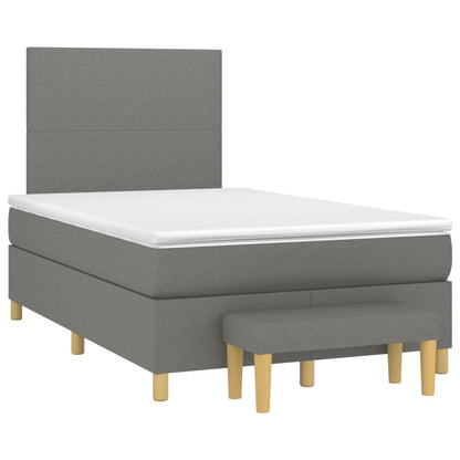 Boxspring met matras stof donkergrijs 120x190 cm 120 x 190 cm Donkergrijs