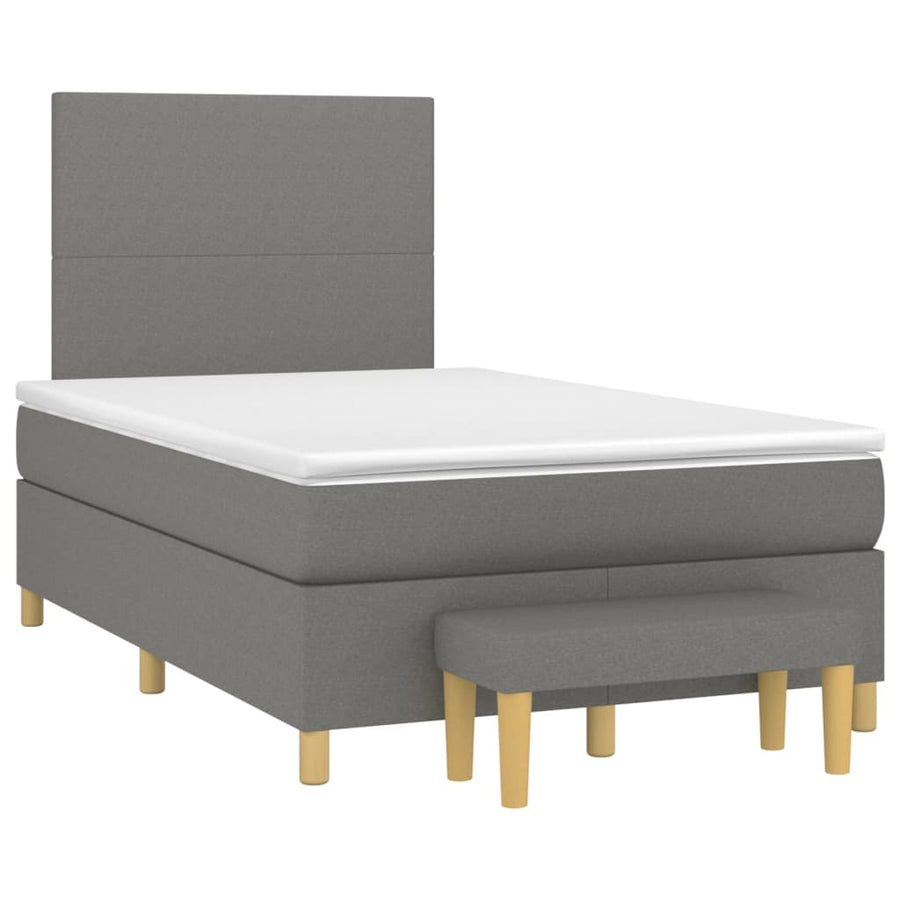 Boxspring met matras stof donkergrijs 120x190 cm 120 x 190 cm Donkergrijs