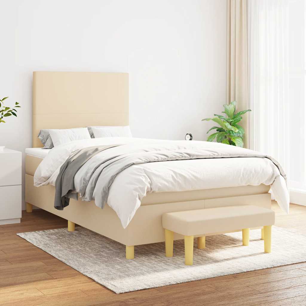 Boxspring Met Matras Stof Kleurig 120 x 190 cm Crème