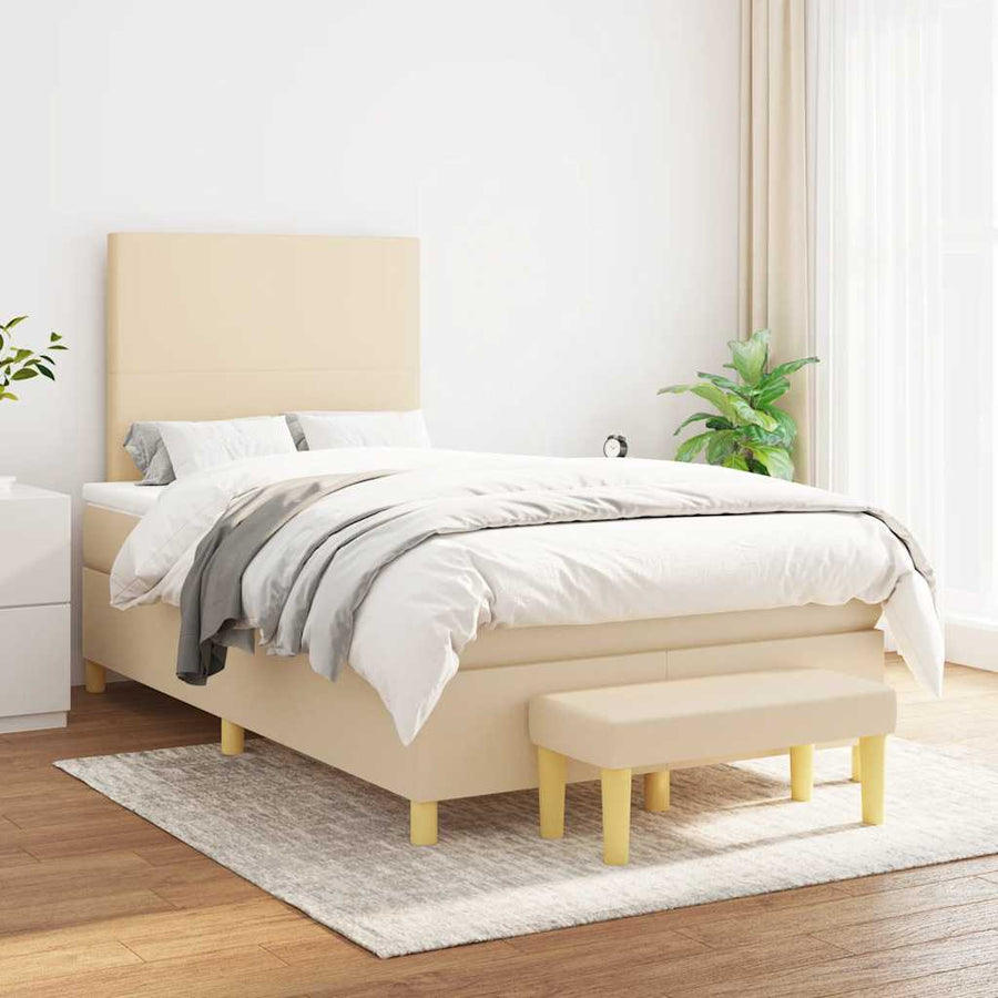 Boxspring Met Matras Stof Kleurig 120 x 190 cm Crème