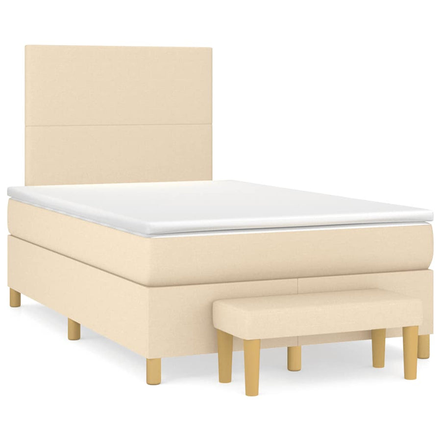 Boxspring Met Matras Stof Kleurig 120 x 190 cm Crème