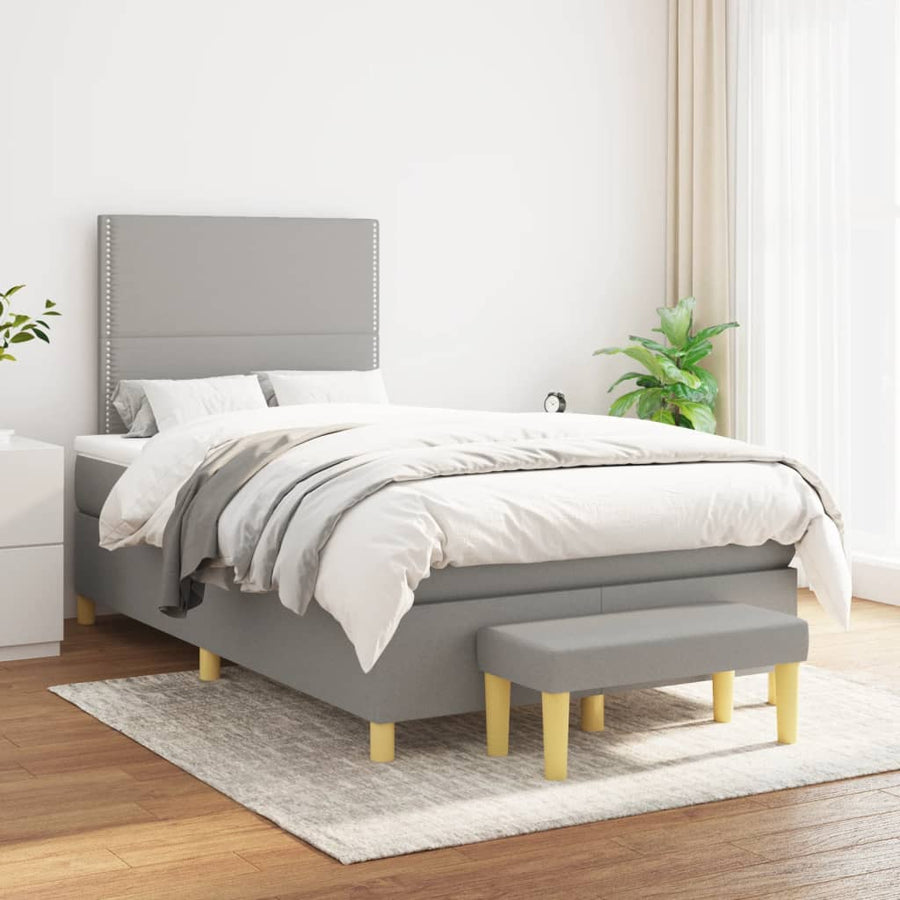 Boxspring met matras stof lichtgrijs 120x190 cm 120 x 190 cm Lichtgrijs