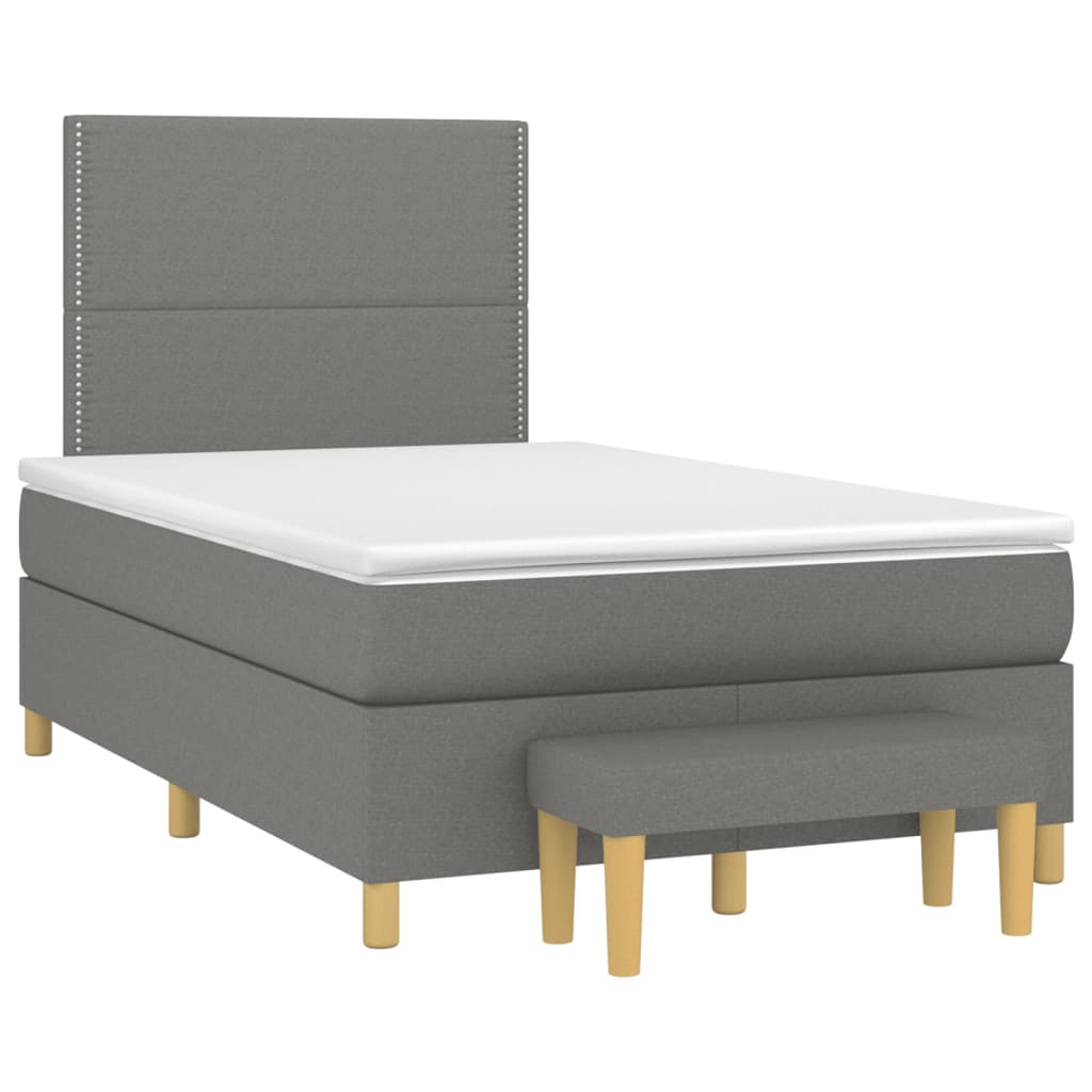 Boxspring met matras stof donkergrijs 120x190 cm 120 x 190 cm Donkergrijs