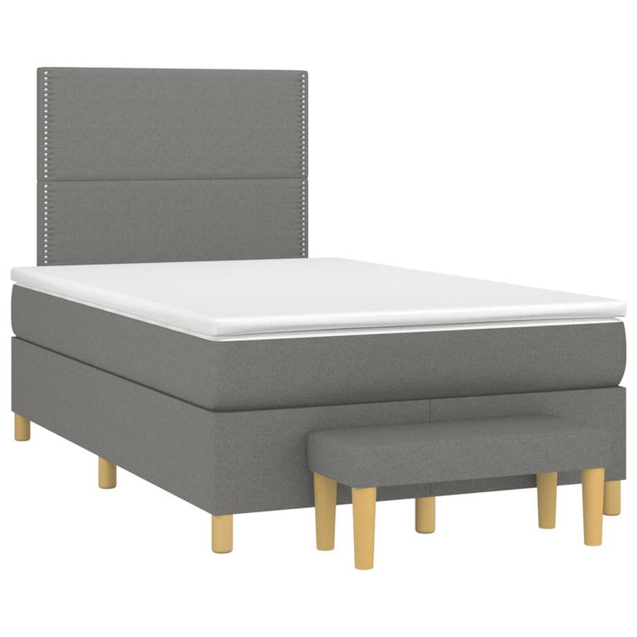 Boxspring met matras stof donkergrijs 120x190 cm 120 x 190 cm Donkergrijs