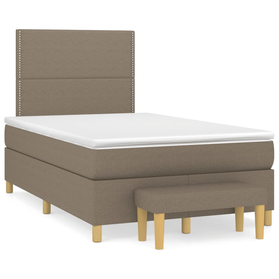 Boxspring met matras stof taupe 120x190 cm