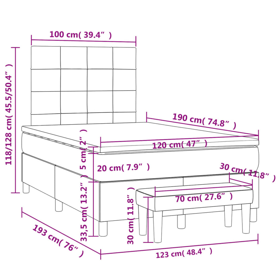 Boxspring met matras stof zwart 120x190 cm 120 x 190 cm Zwart