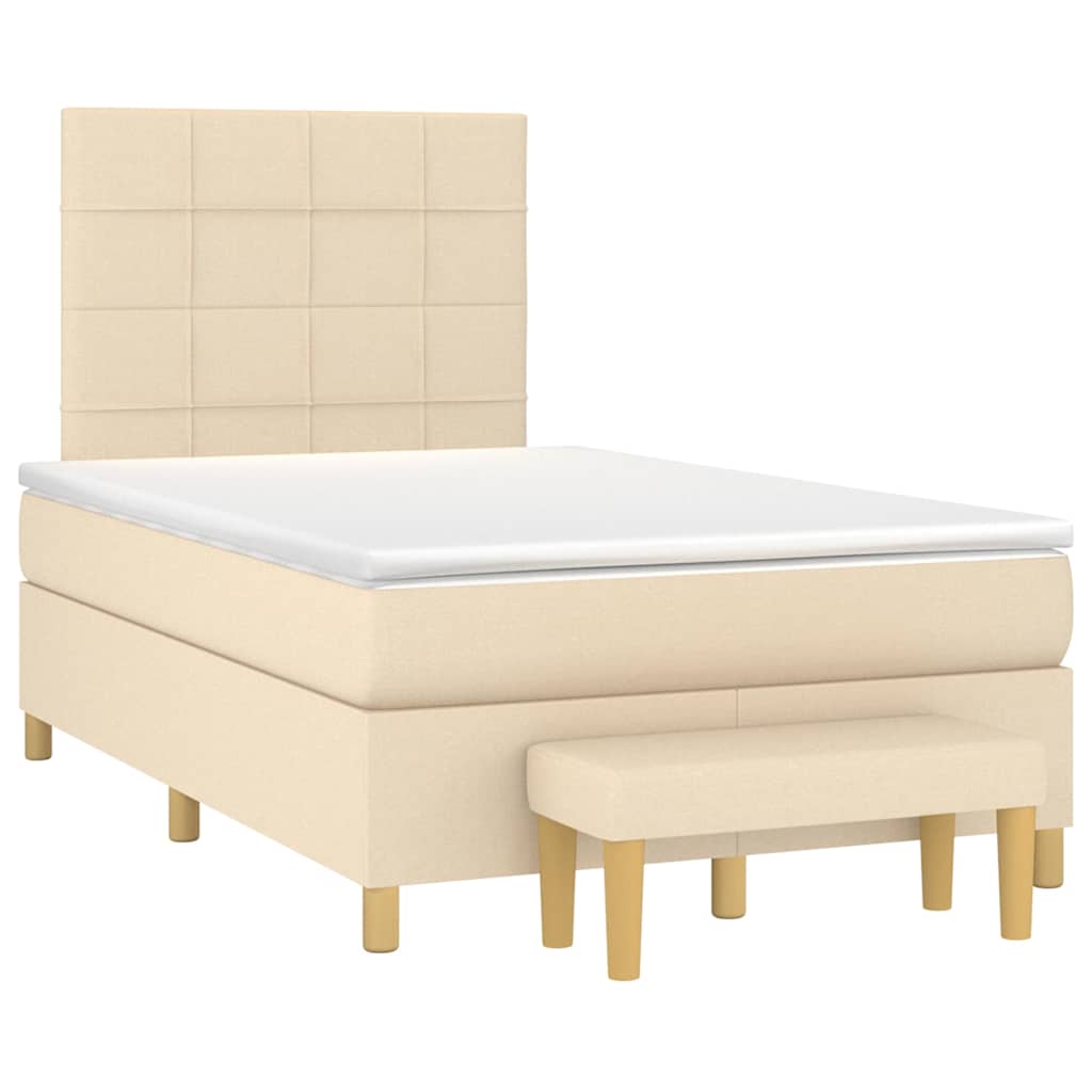 Boxspring Met Matras Stof Kleurig 120 x 190 cm Crème
