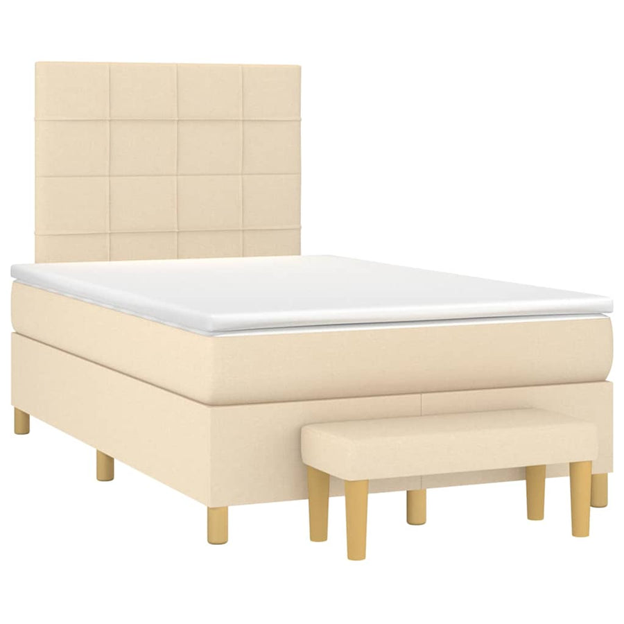 Boxspring Met Matras Stof Kleurig 120 x 190 cm Crème
