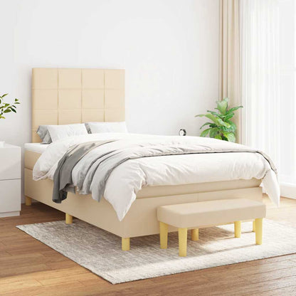 Boxspring Met Matras Stof Kleurig 120 x 190 cm Crème