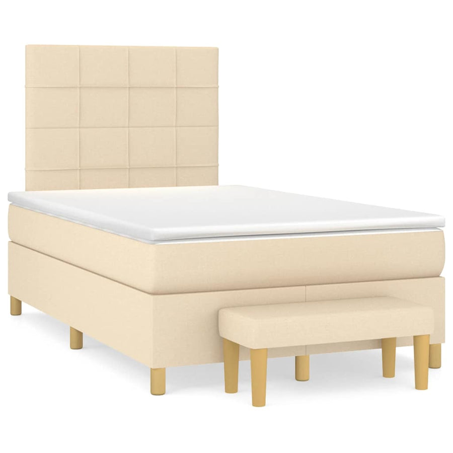 Boxspring Met Matras Stof Kleurig 120 x 190 cm Crème