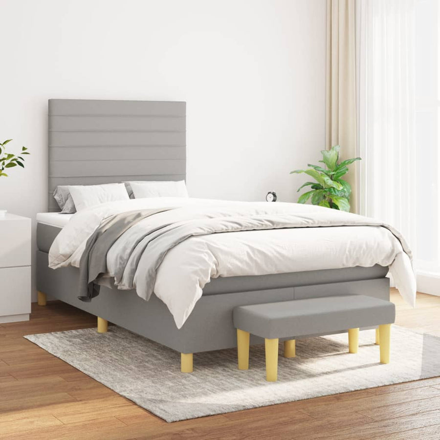 Boxspring met matras stof lichtgrijs 120x190 cm 120 x 190 cm Lichtgrijs