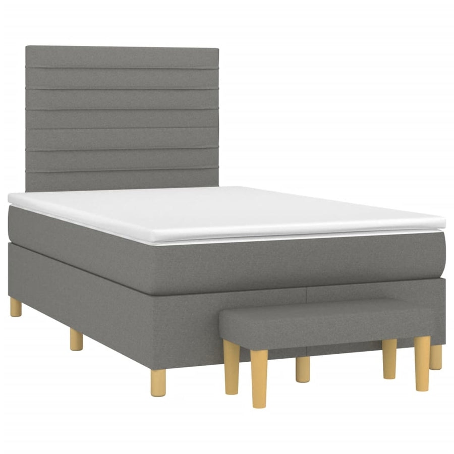 Boxspring met matras stof donkergrijs 120x190 cm 120 x 190 cm Donkergrijs