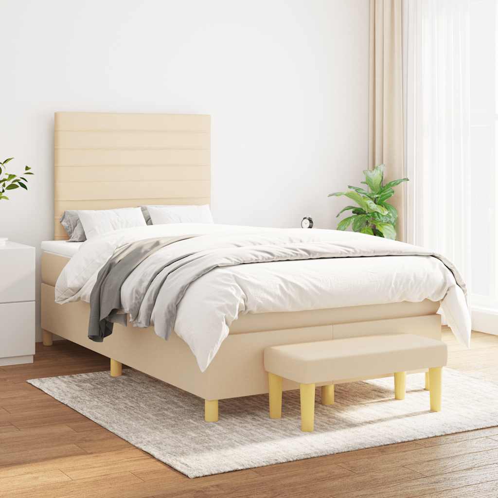 Boxspring Met Matras Stof Kleurig 120 x 190 cm Crème