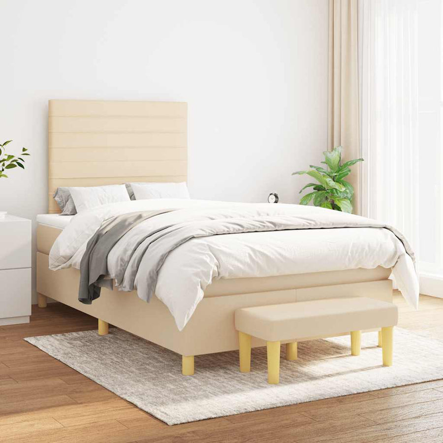 Boxspring Met Matras Stof Kleurig 120 x 190 cm Crème