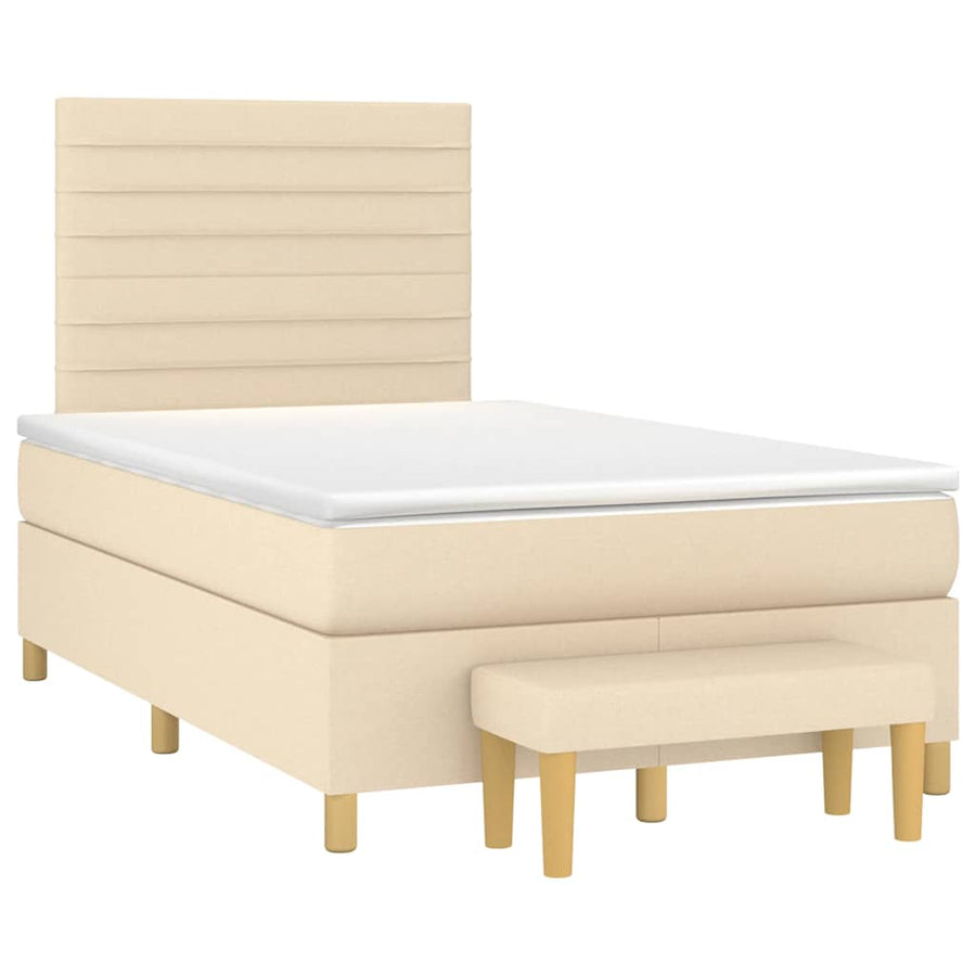 Boxspring Met Matras Stof Kleurig 120 x 190 cm Crème