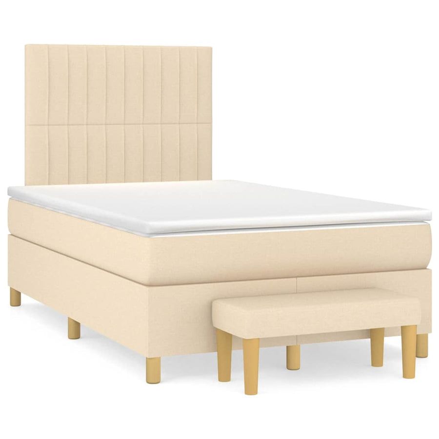 Boxspring Met Matras Stof Kleurig 120 x 190 cm Crème