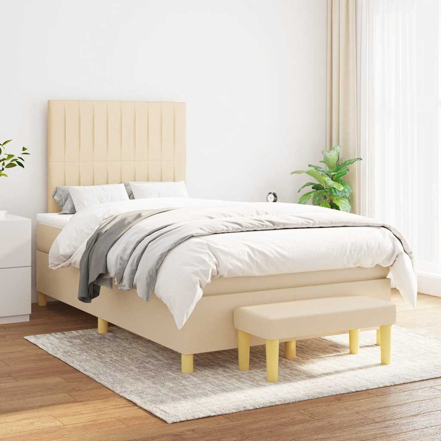 Boxspring Met Matras Stof Kleurig 120 x 190 cm Crème