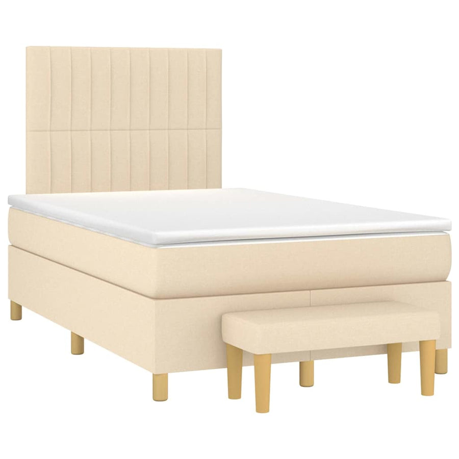 Boxspring Met Matras Stof Kleurig 120 x 190 cm Crème