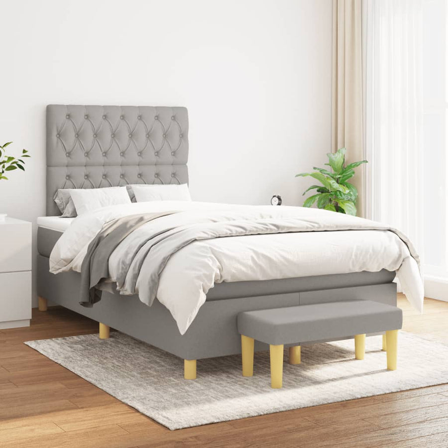 Boxspring met matras stof lichtgrijs 120x190 cm 120 x 190 cm Lichtgrijs