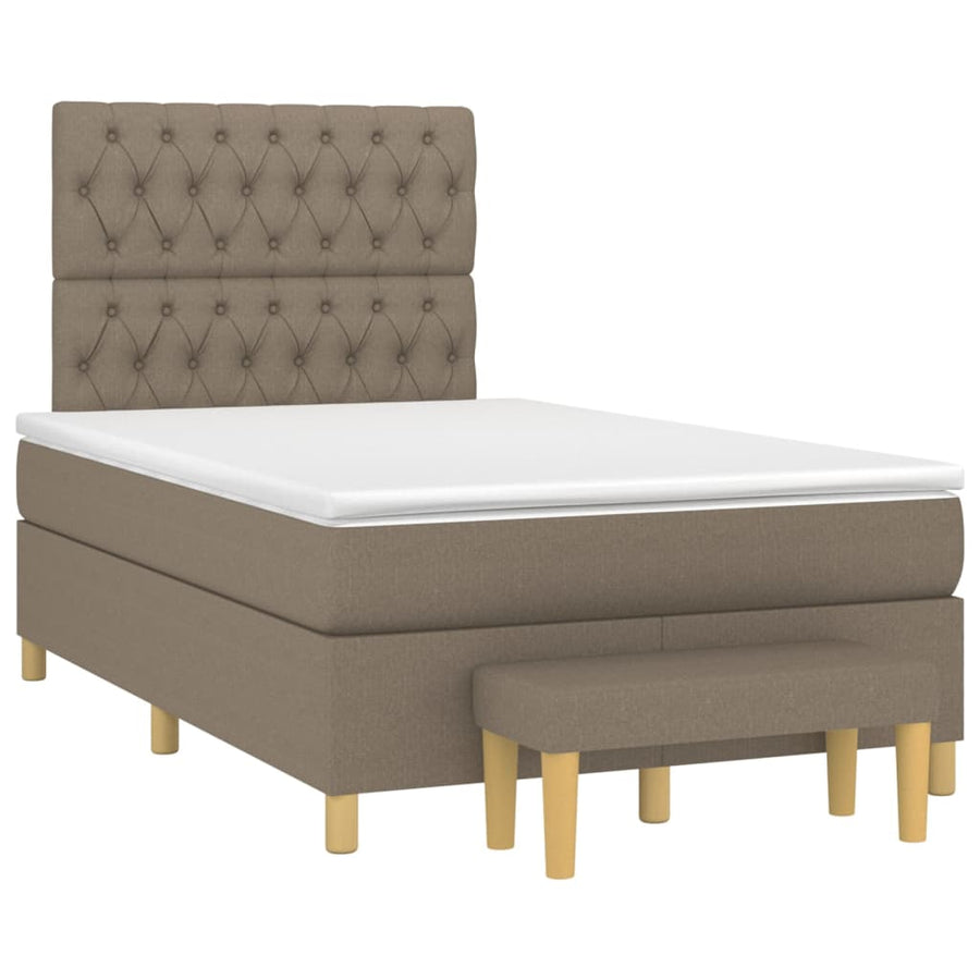 Boxspring met matras stof taupe 120x190 cm