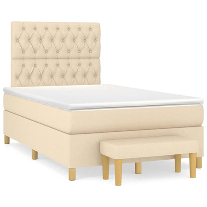 Boxspring Met Matras Stof Kleurig 120 x 190 cm Crème