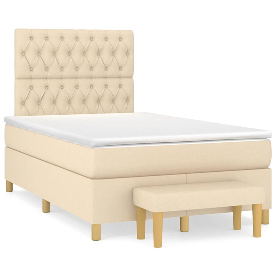 Boxspring Met Matras Stof Kleurig 120 x 190 cm Crème