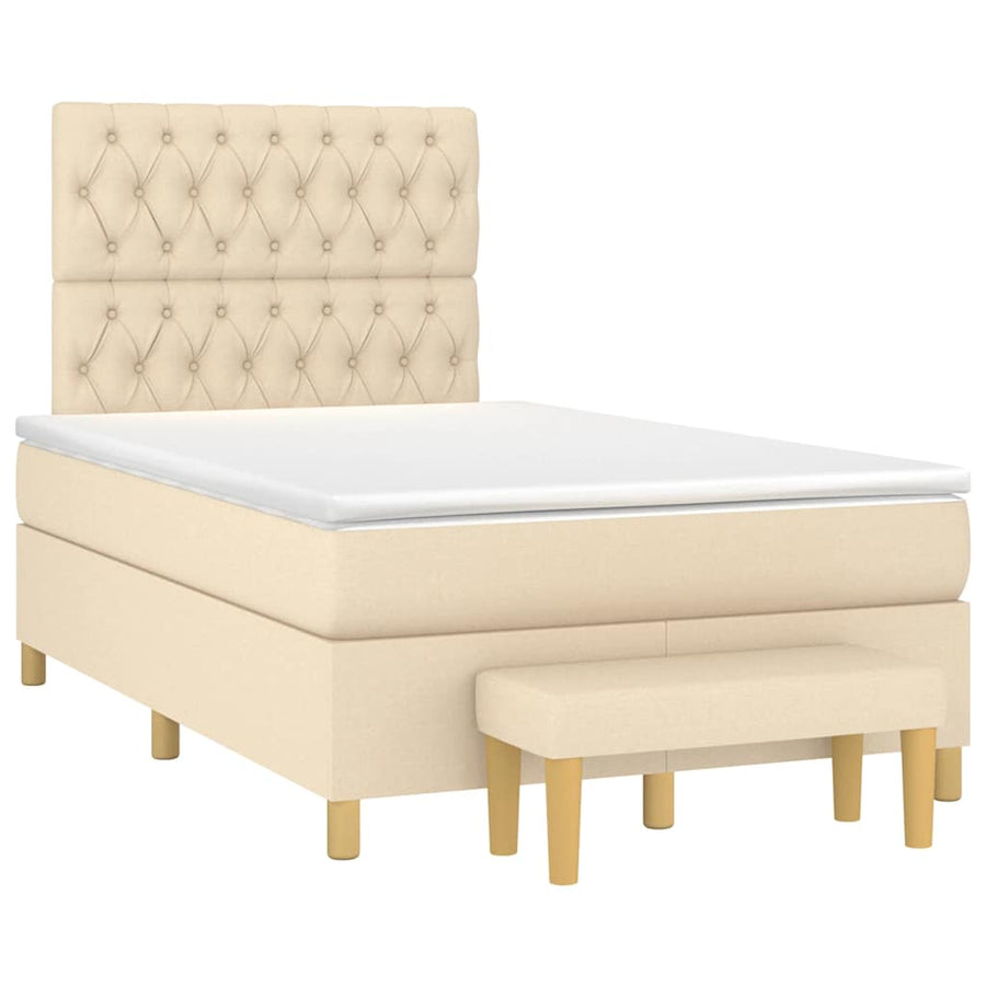 Boxspring Met Matras Stof Kleurig 120 x 190 cm Crème