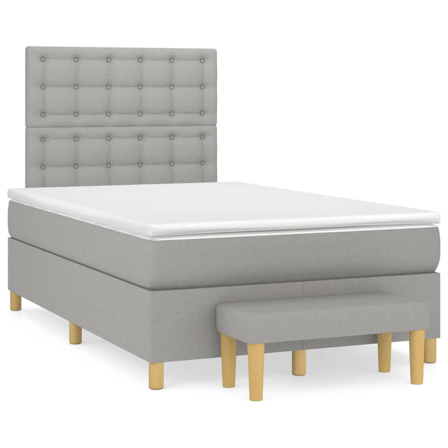 Boxspring met matras stof lichtgrijs 120x190 cm