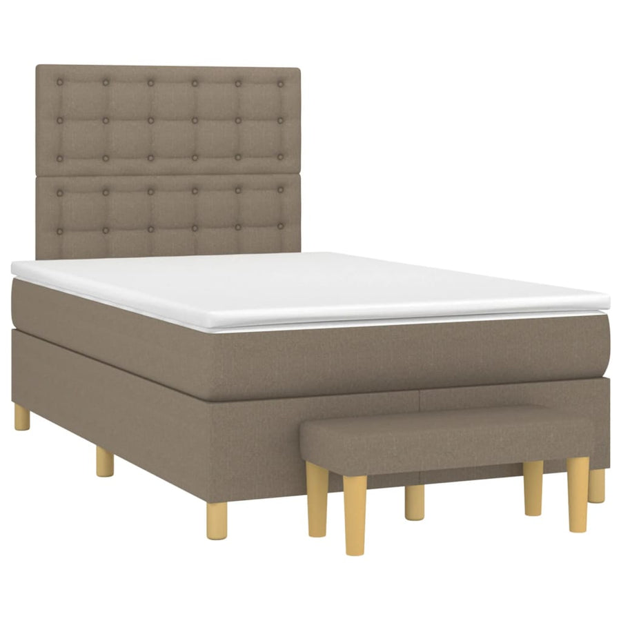 Boxspring met matras stof taupe 120x190 cm