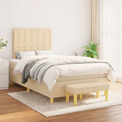 Boxspring met matras stof crèmekleurig 120x190 cm
