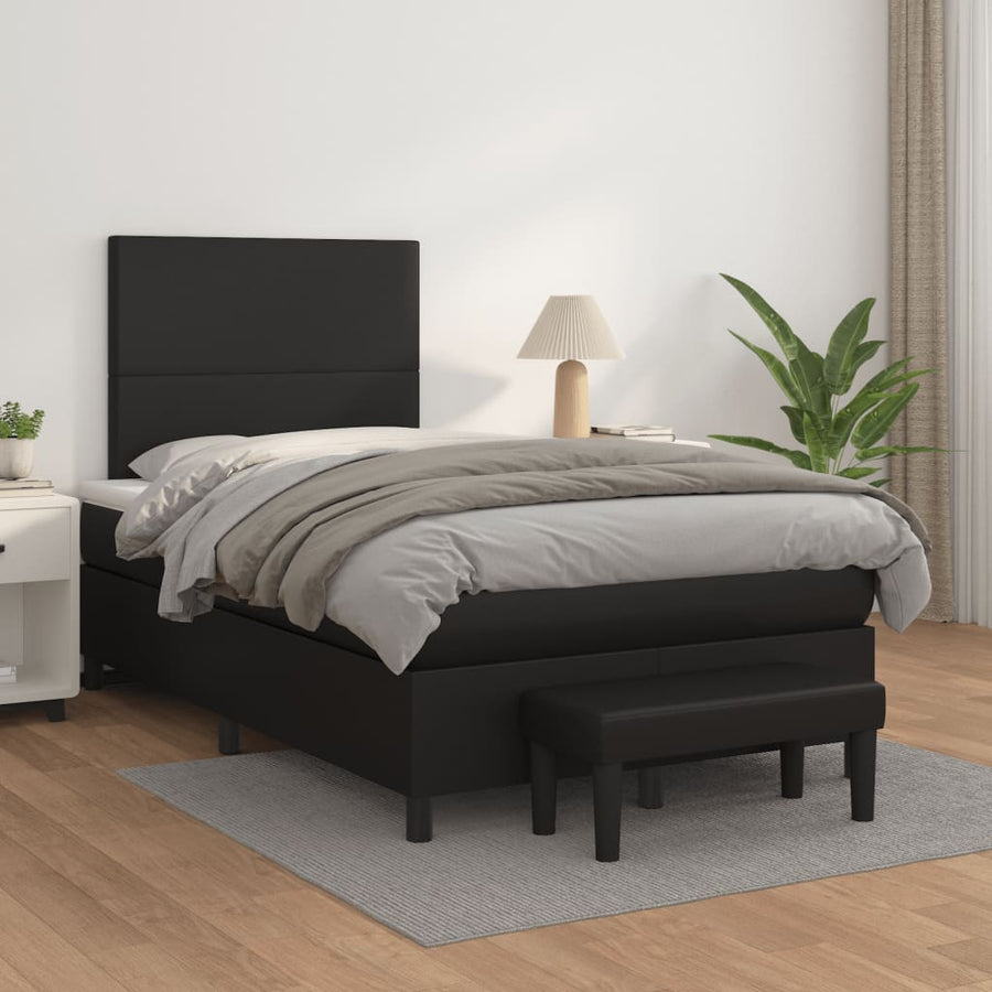 Boxspring met matras kunstleer zwart 120x190 cm 120 x 190 cm Zwart
