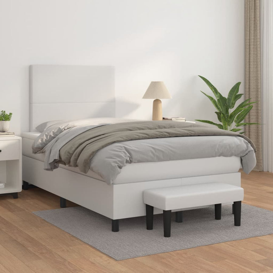 Boxspring met matras kunstleer wit 120x190 cm 120 x 190 cm Wit