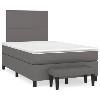 Boxspring met matras kunstleer grijs 120x190 cm 120 x 190 cm Grijs