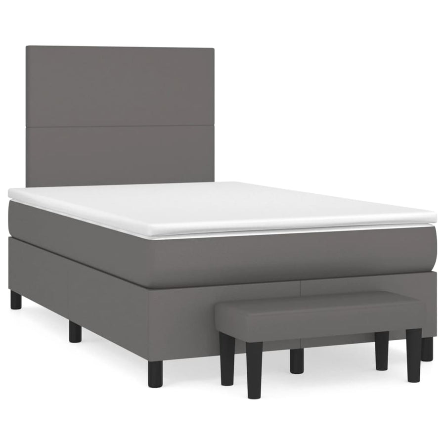 Boxspring met matras kunstleer grijs 120x190 cm 120 x 190 cm Grijs