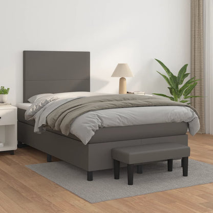 Boxspring met matras kunstleer grijs 120x190 cm 120 x 190 cm Grijs