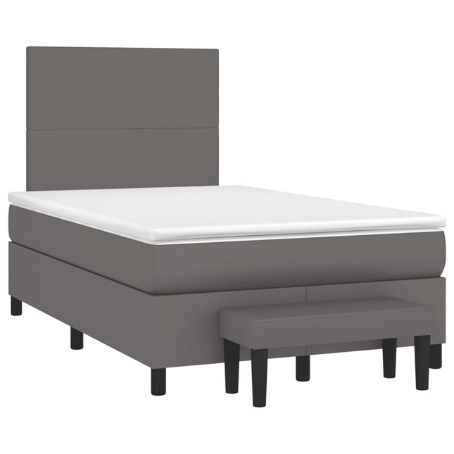 Boxspring met matras kunstleer grijs 120x190 cm 120 x 190 cm Grijs