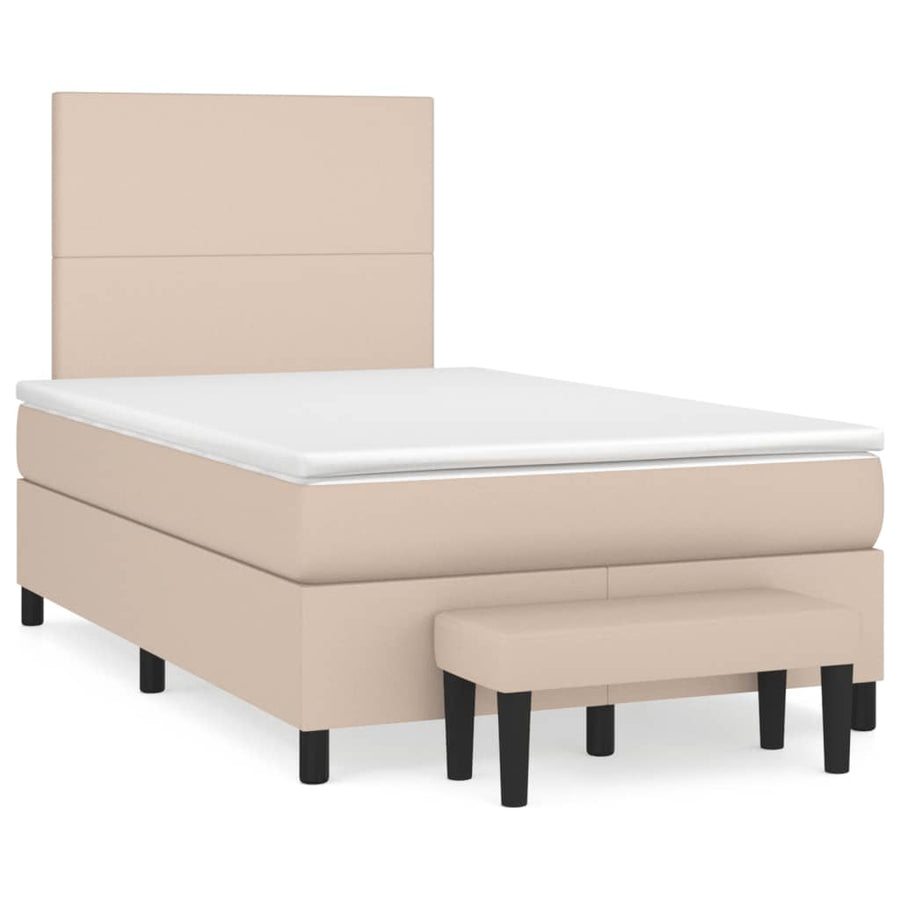 Boxspring met matras kunstleer cappuccinokleurig 120x190 cm
