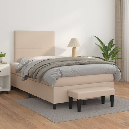 Boxspring met matras kunstleer cappuccinokleurig 120x190 cm