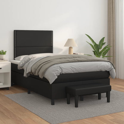 Boxspring met matras kunstleer zwart 120x190 cm 120 x 190 cm Zwart