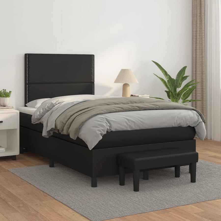 Boxspring met matras kunstleer zwart 120x190 cm 120 x 190 cm Zwart