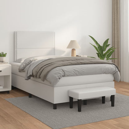 Boxspring met matras kunstleer wit 120x190 cm 120 x 190 cm Wit