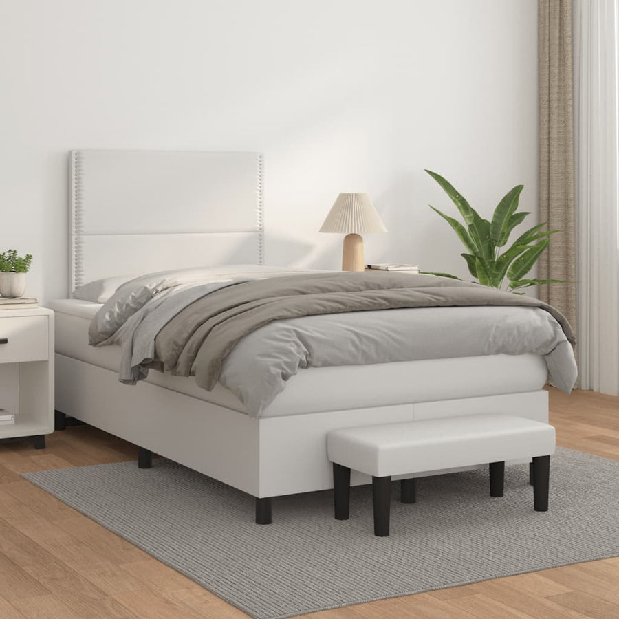 Boxspring met matras kunstleer wit 120x190 cm 120 x 190 cm Wit