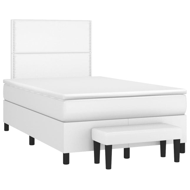 Boxspring met matras kunstleer wit 120x190 cm 120 x 190 cm Wit