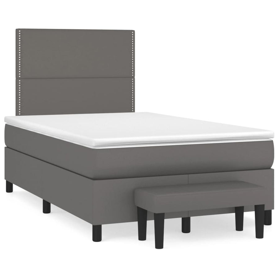 Boxspring met matras kunstleer grijs 120x190 cm 120 x 190 cm Grijs